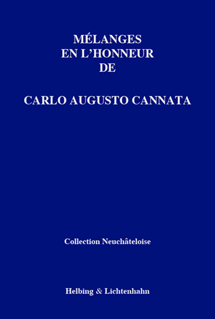 Mélanges en l'honneur de Carlo Augusto Cannata